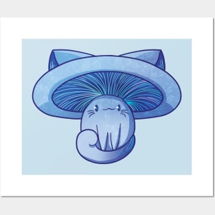 Mushroom Cat - Indigo Milk Cap Posters and Art